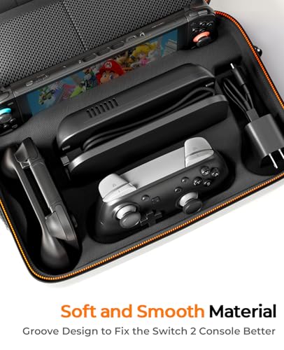 Image of COOWPS Switch 2 Case for Nintendo Switch 2, with 4Pcs Thumb Grips, 20 Game Card Slots, Portable Full Protection All In One Travel Storage Case for Switch 2 Console Pro Controller Accessories