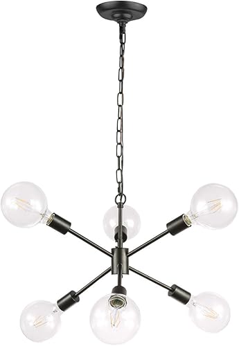 Miniatura 9 de Living District Interior Moderno Hogar Decorativo Brillante Techo Nolan 6 Luz Negro Colgante