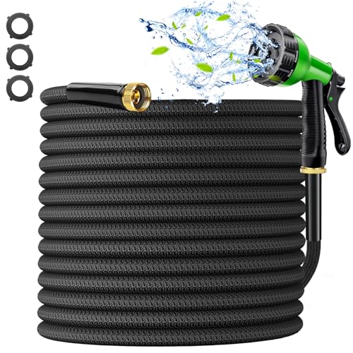 Garden Hose 100 ft - Water Hose 100ft with 10-Pattern Nozzle, Kink-Free,Ultra Lightweight, Leak Proof, Tough & Flexible, Non-Expanding Heavy Duty Garden Hose for Garden, Outdoor, Yard, Lawn, Watering