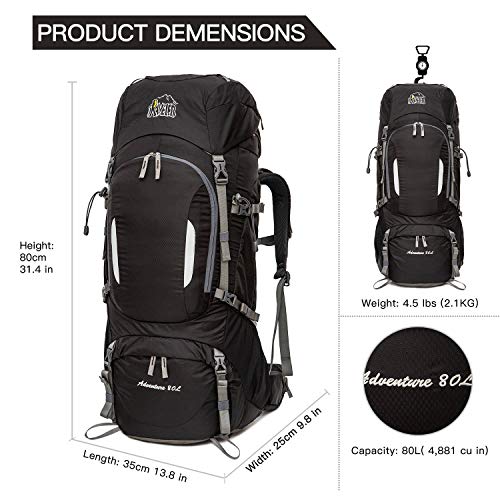 Aveler 65Liters 80Liters Water Resistance Nylon Internal Frame Hiking Backpack With Intergated Rain Cover Large #TOP2