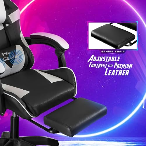 Image of Casa Copenhagen Designed in Denmark,High-Back Italian Leather Gaming Ergonomic Chair with Advanced Mechanism & Electric Back Massager, Memory Foam Seating & Multi Function Arm-Rest - White & Black