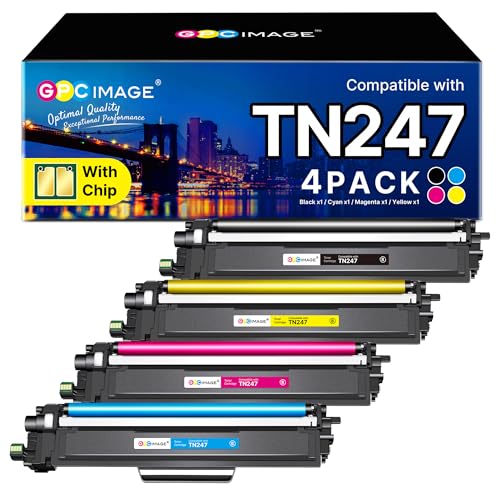 GPC Image TN247 Toner Cartridges Compatible for Brother TN247 TN-243CMYK Toner Value Pack for Brother DCP-L3550CDW MFC-L3710CW HL-L3230CDW MFC-L3750CDW HL-L3210CW MFC-L3770CDW (BK/C/Y/M 4-Pack)