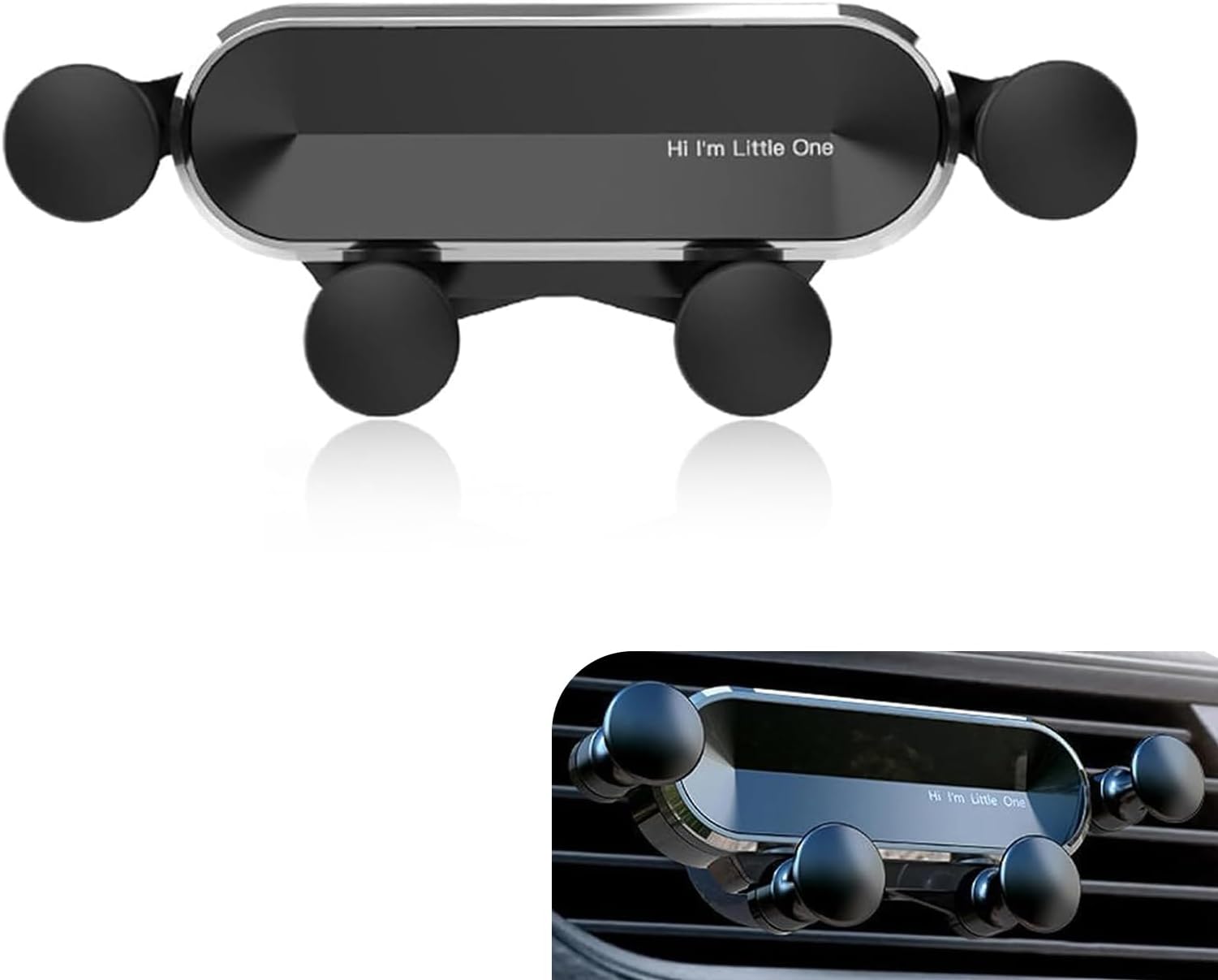 Car Vent Phone Mount – Damping Gravity Design, Noise Reduction, Telescopic Shaft & Clamping Hook, Universal Navigation Holder, Travel Accessories for Most Cars (Black)