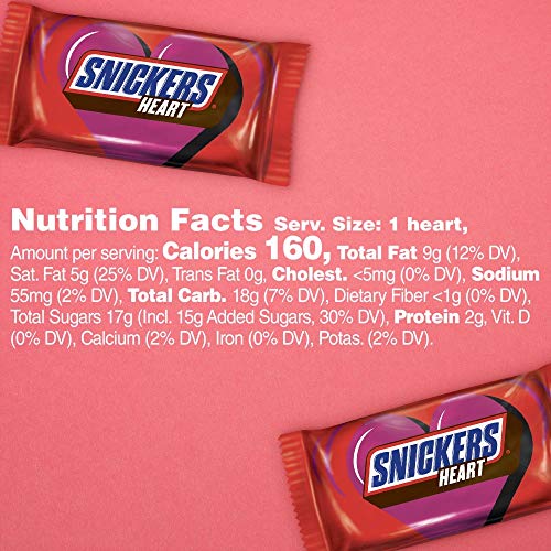 Snickers Valentine's Singles Size Chocolate Heart Candy Bars 1.1-Ounce Bar 24-Count Box #TOP7