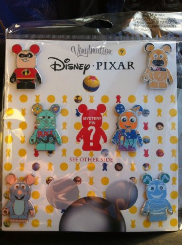 Disney Parks Pixar Characters in Vinylmation Form Trading Pin Set - Includes (1) Mystery Pin - (7 Pins Total) - Disney Parks Exclusive & Limited Availability