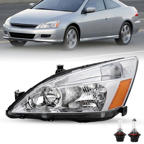 JSBOYAT Headlight Assembly w/Bulbs Replacement for 2003-2007 Honda Accord