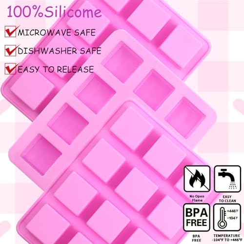 Wax Melts Molds Silicone，3 Pcs 12-Cavities Square Silicone Molds for Scented Soy Wax Melts,Candle Making,Baking Chocolate Truffles,Candy, Jelly,Ice Cube Tray by BZIDII - Image 3