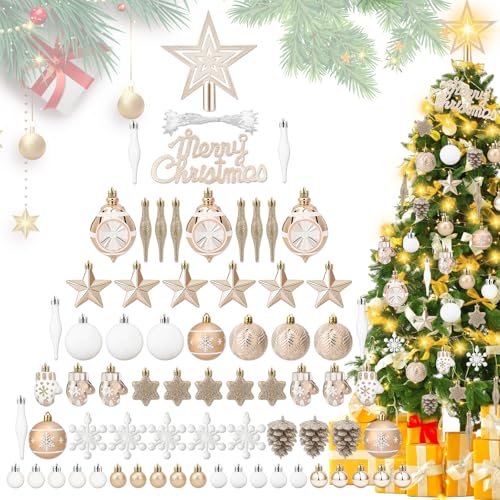 Charmofun Premium Weihnachtskugeln, 70er Set Christbaumkugeln...