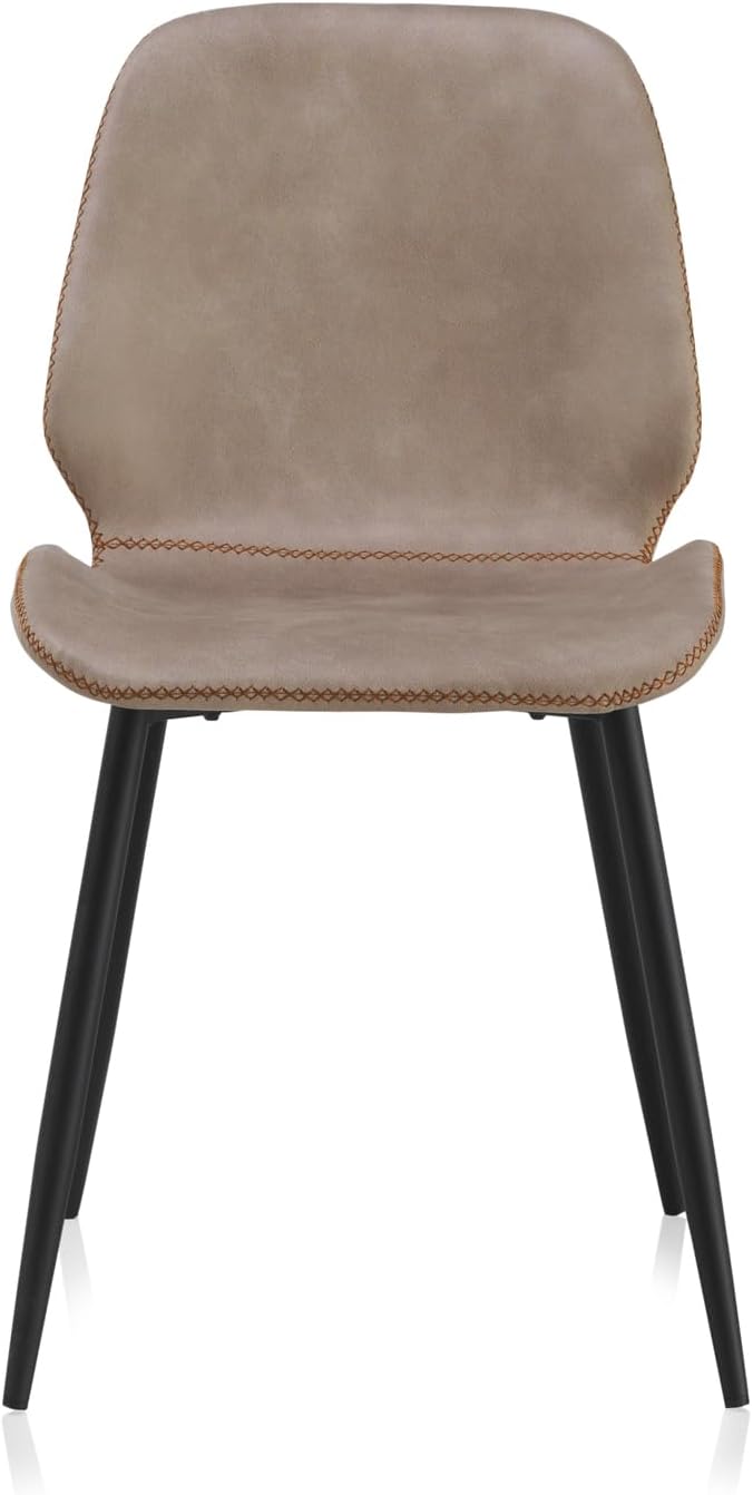 Silla Tapizada Beige Con Patas De Metal, Pack of 2 Unidades