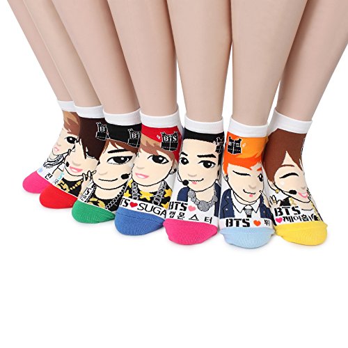 BTS K-pop Star Socks(Pack of 7pairs) NB, One Size Fits All: Women's 6-8.5
