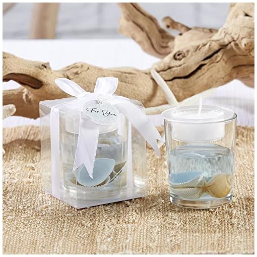 Kate Aspen Seashell Gel Tealight Holder with Palm Wax (Set of 4), Beach Candle Wedding Favor, Sea Themed Bathroom Decor - Image 3
