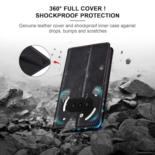 Image of Jasonyu Case for Nothing Phone 3a Case Book Case, Premium Leather Flip Wallet Phone Case [Kickstand]High Quality Cover Mobile Phone Case Case Protective (Black)