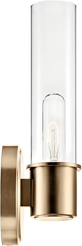 Miniatura 4 de KICHLER Aviv 52653CPZ - Aplique de pared con 1 luz, luz moderna con vidrio transparente en bronce champán, para dormitorio, lavandería, cocina o