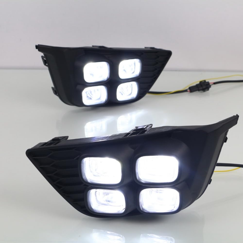 Luci di marcia diurna a LED DRL 12W 6000K 4LEDs Fendinebbia + Segnali di direzione gialli