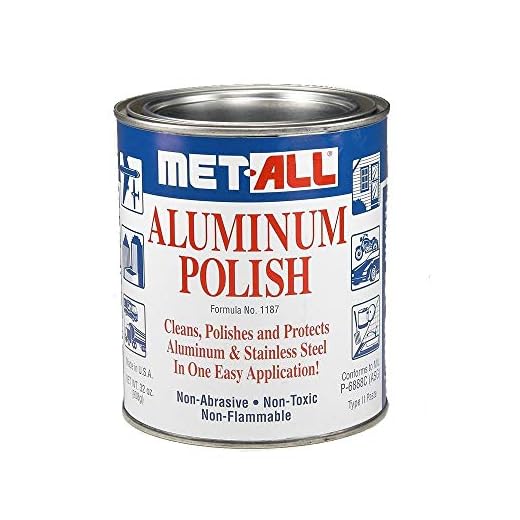 met-all Aluminum Stainless Steel Polish Cleans Polishes in One Easy Waxing 32oz + Extra Large Microfiber Polishing Cloth