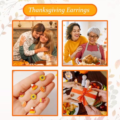 Fall Earrings for Women Pumpkin Sunflower Maple Leaf Candy Corn Stud Earrings Holiday Thanksgiving Autumn Party Jewelry Gifts4