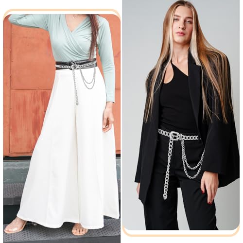Silver Belt for Women Waist Chain Belts Adjustable Chains Belts Punk Waist Chain Metal Belt for Dresses Jeans Skirts Trousers4