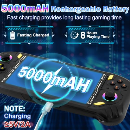 Image of RG56PRO Retro Video Game Console - 5.5 Inch IPS Screen,31000+ Classic 3D Games,5000mAh Battery, Open Linux System,Portable Console with 128G TF Card - Birthday Gift for Boyfriend (Black)