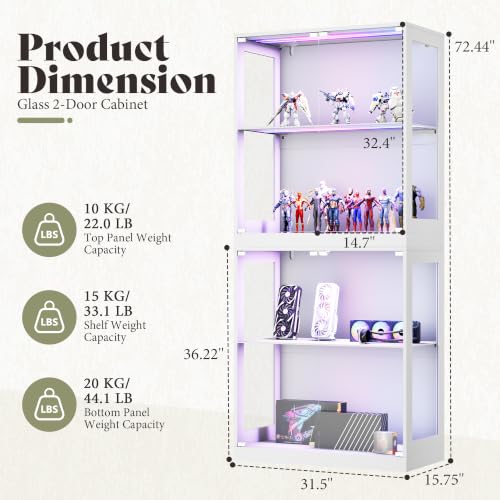 Image of AMERLIFE Modular DIY RGB Display Cabinet, 32 x 16 x 72.5 Inch