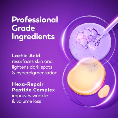 Image of Olay Regenerist Chemical Peel for Face, Overnight Face Peel Mask, Anti-Aging Skin Care, Night Serum, For Fine Lines & Dark Spots, Fragrance-Free, Hexa-Repair Peptide & Lactic Acid, 1.0oz