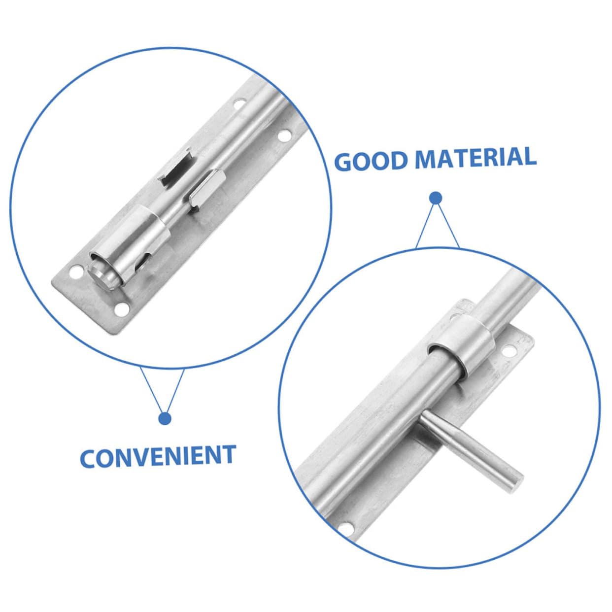 OSALADI Loquet de Verrouillage pour Portes en Bois et Chambres Résistant à L'usure en Acier Inoxydable Argenté, 2 Pièces, Haute Dureté Distance Trou 216mm