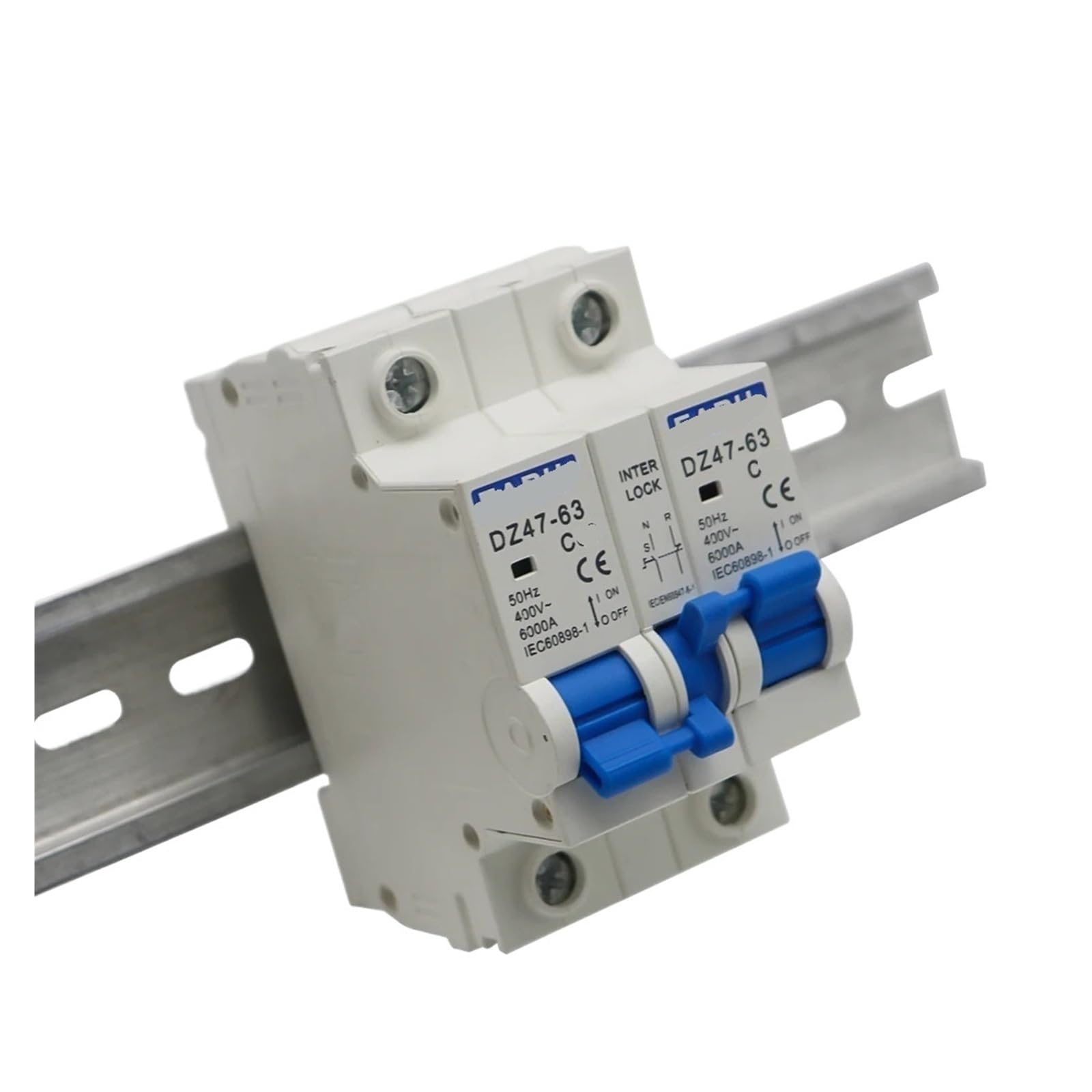 Gvbaepieo 25V 1P+ 2P+ Mts Ac Dual Power Manual Transfer Interlock Circuit Breaker Din Rail Disconnect Switch 40A 63A(,1P+1P)