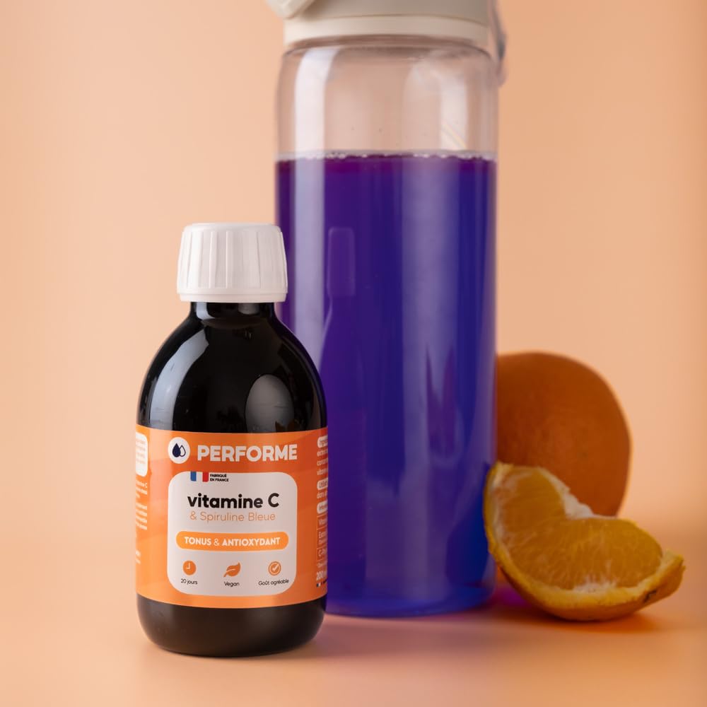 Vitamine C & Spiruline Bleue 2000mg/l • Tonus & Antioxydant • Concentrée en Phycocyanine • 20 Doses • Goût agréable • 100% Naturel • Made In France • Performe