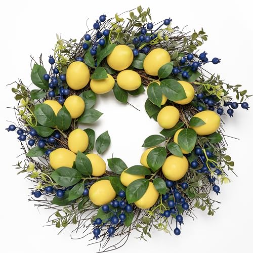 22 Artificial Lemon & Blueberry Wreath
