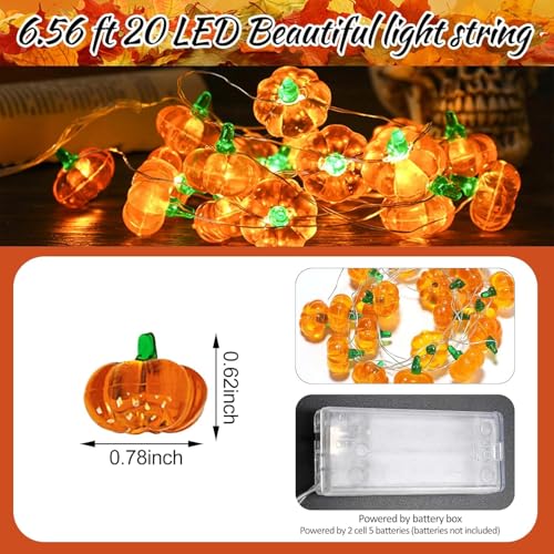 Kürbis Lichterkette Batterie,2M 20 LED Kürbis Herbst Deko Dekoration Innen – Ansicht 2