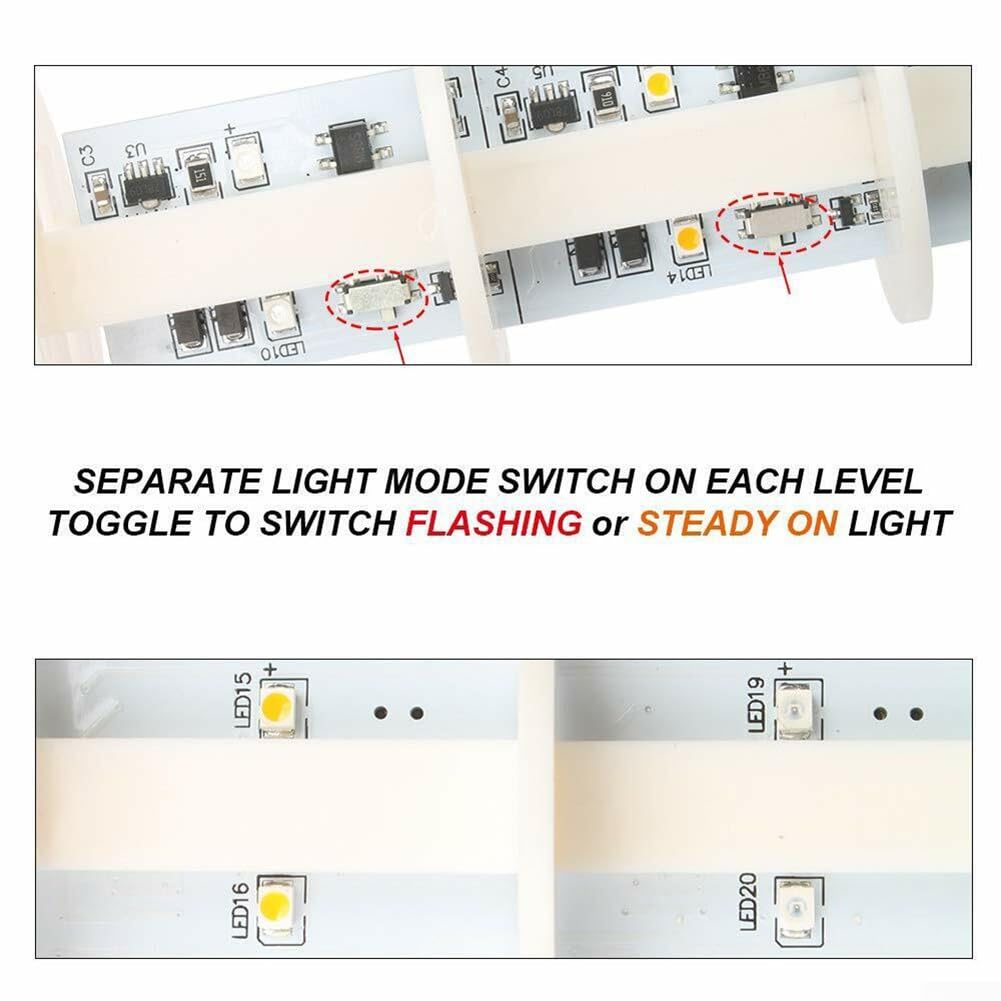Lampe industrielle à LED, pile de sécurité pour tour de signalisation, colonne lumineuse de 12-24 VDC pour une application industrielle (4 niveaux avec buzzer)