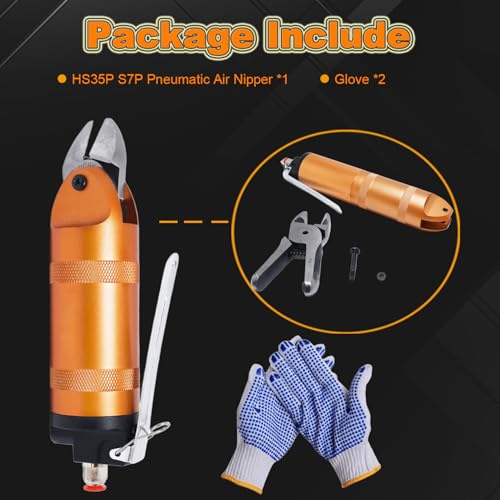 Phyxlyn HS35P S7P Pneumatic Air Nippers Scissors Shear, 6GA Gauge Flush Wire Cutter Cutting Pliers, 4.8mm Copper Wire, 4.0mm Iron Steel Wire, 2.8mm Soft Stainless Steel Wire, with S7P Cutter Head - Thumbnail 4