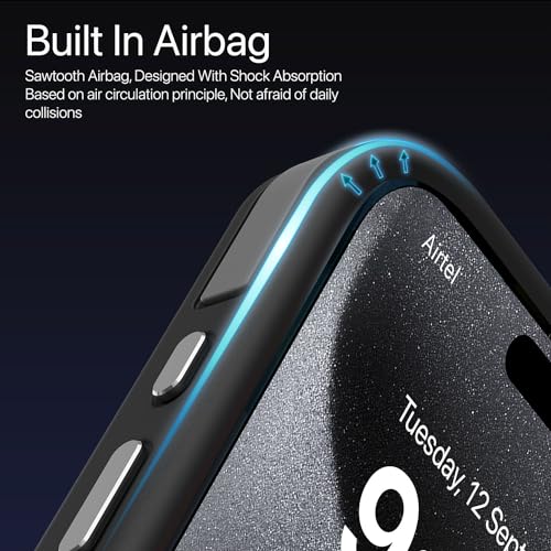 Image of Vaku Luxos Elemento Series Back Cover Case for iPhone 15 Pro Metal Frame Camera Bump Shockproof Scratch Resistant Slim Thin Military-Grade Protection- Grey