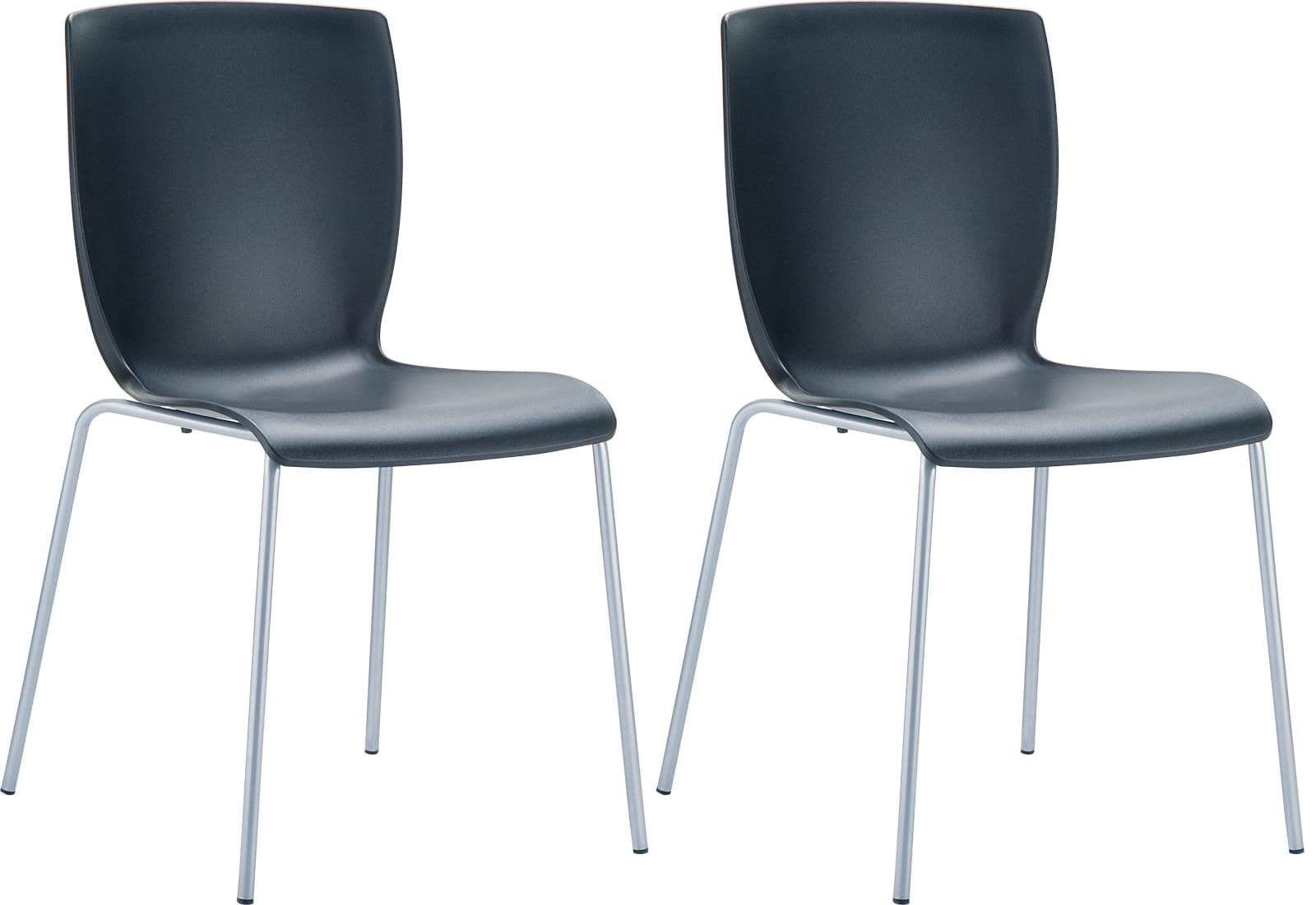 CLP 2er Set Gartenstühle Mio Kunststoff I Stapelbare Bistrostühle Mit Aluminiumgestell, Farbe:schwarz