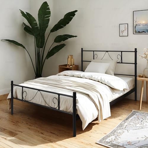 FurnitureR Cama Individual de 3 pies con Marco de Metal, Cama de Hierro Industrial, Cama de Metal para Adolescentes y Adultos, Adecuada para Dormitorio, Dormitorio de Estudiantes y Otras escenas