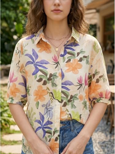 Image of URBAN OX Women's Casual Shirt - Stylish Printed Long Top for Women & Girls | Elegant Shirt for Women | Breathable Summer Tops for Women