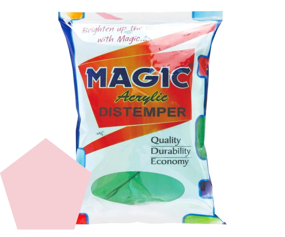 MAGIC PAINTS Acrylic Distemper Paint Smooth Matte Finish Applied on Interior Cement Plasters, Ceilings, Asbestos Sheets, Concrete as a Top Coat Finish MERRIE PINK 2KG