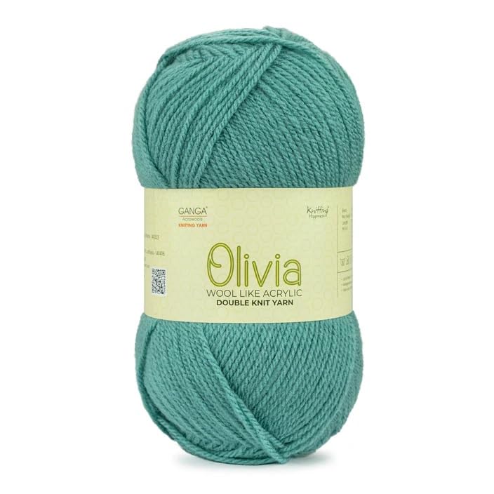 Ganga Olivia Hand Knitting and Crochet Yarn (Cadet Bluish Green) (100gms) Acrylic