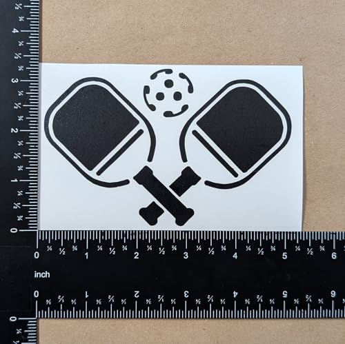 Image of Pickleball Decals 4 Pack: Pickle Ball, Pickleball Heartbeat, Paddles and Pickleball, Love Pickleball Decals (Black, Large ~5 inch)