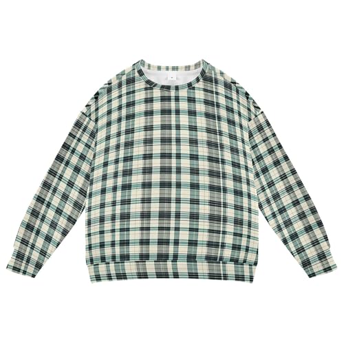 JUNZAN Herringbone Houndstooth Checked Teal Big Boys Sweatshirts Hoodies Fleece Fall Tops Shirts Athletic 4T
