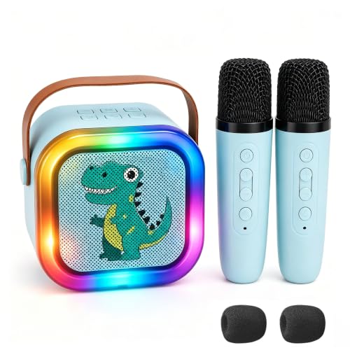 Toketa Máquina de Karaoke para Niños, Altavoz de Karaoke Portátil con 2 Micrófonos Inalámbricos, Altavoz Bluetooth, 5 Efectos Cambiador de Voz y...