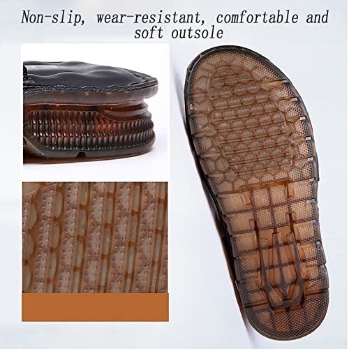 CLSQLXYJZC Mens Closed Toe Outdoor Beach Sandal, Summer Durable Convenient Shoe Buckle Closed Toe Sandals, Comfortable Adjustable the Heel Strap Leather Slippers4