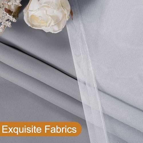 Image of DWCN Grey Blackout Curtains with Sheer Overlay with Tiebacks 96 Inch Long | Floor to Ceiling Mix & Match Double Layer Window Panels for Bedroom Living Room Drape, Grommet Top, 52 inch Wx96 inch L, Set of 2