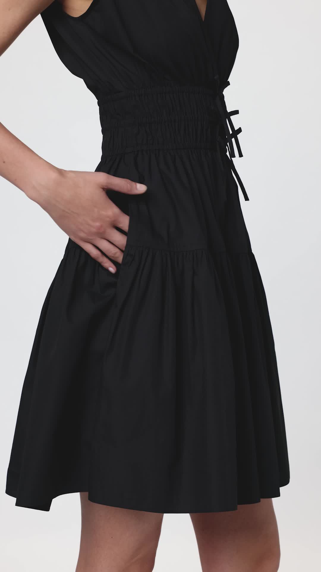 Derek Lam 10 Crosby Women's Tora V-Neck Dress, Black, 0 at Amazon