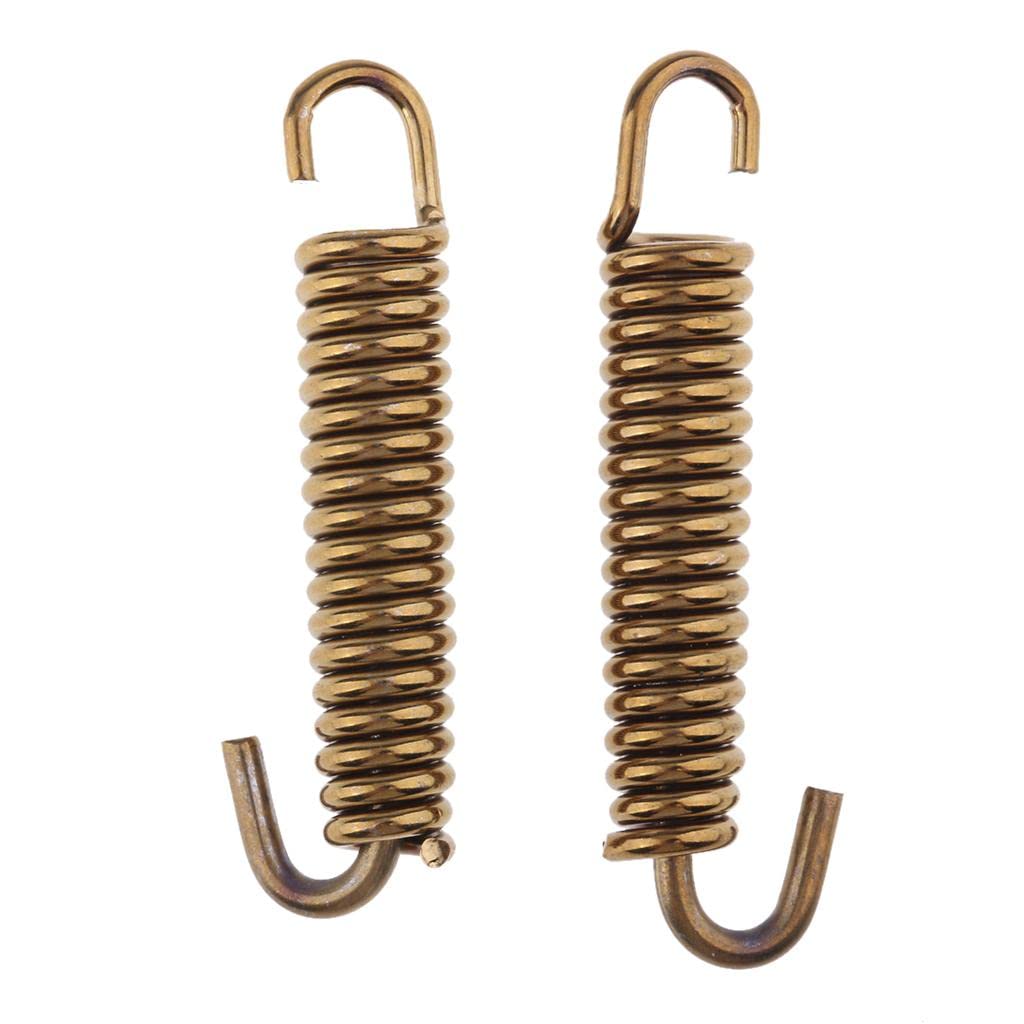 2Pcs 65mm Motorcycle Stainless Steel Exhaust Pipe Muffler Spring Hook Gold-image-16