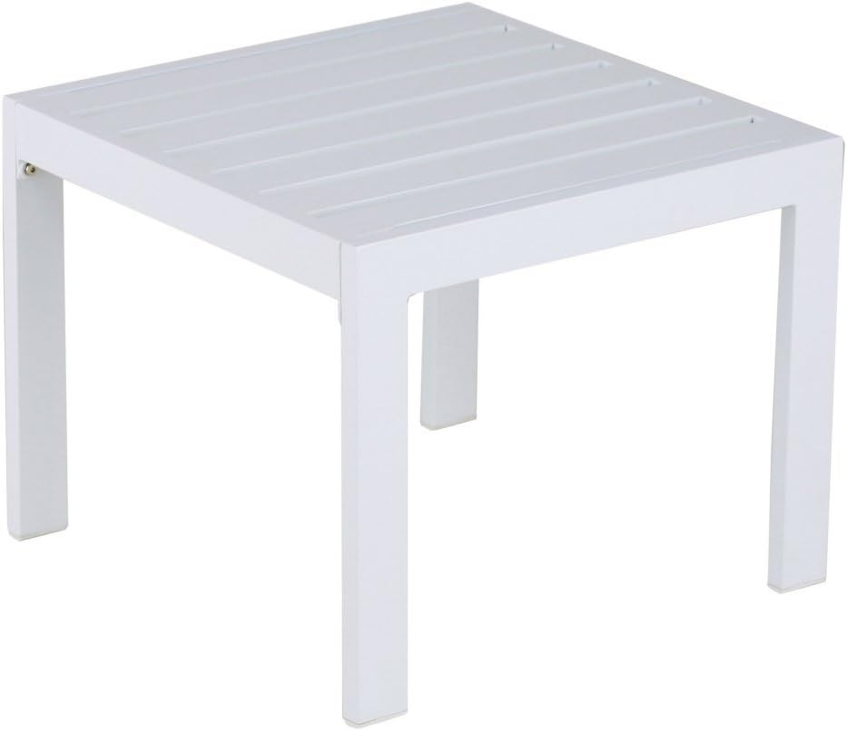 Elle Decor Paloma Outdoor Patio Furniture Collection in Weather-Resistant Metal Frame Patio, Side Table, White