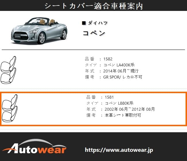 Amazon | コペン用シートカバー (モダン、ブラック+赤色)【 品番:1581 