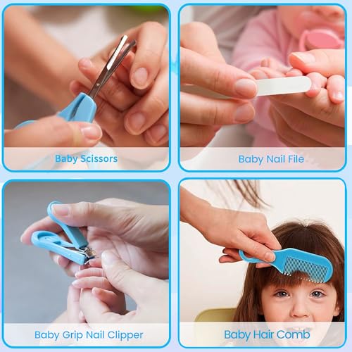 Image of Baby Care Grooming Kit 6 in 1 Infant Hygiene Set with Comb, Brush, Nail Clipper, Cover for Nail Clipper., Scissors & Filer for Newborn & Toddler Safety Grooming Essentials Random Color