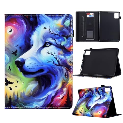 Étui Lenovo Tab M11 anti-rayures protégeant l'écran avec porte-cartes loup