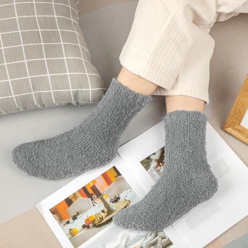 Image of Loritta 6 Pairs Womens Fuzzy Socks, Winter Warm Fluffy Slipper Socks
