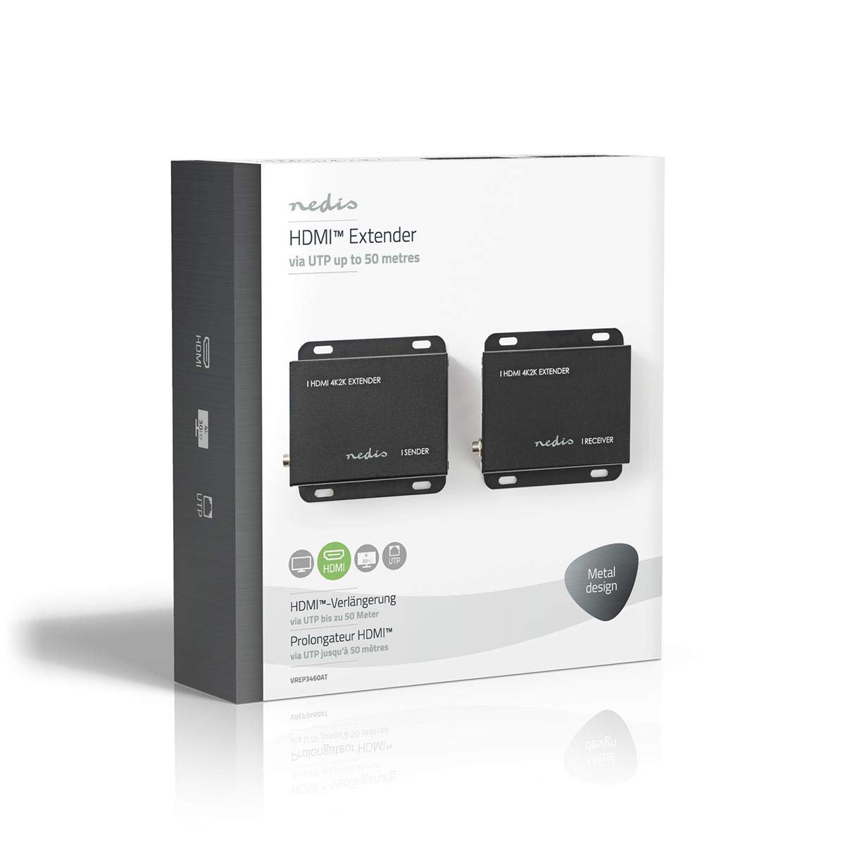 Nedis HDMI™-CAT5/6-Extender - 4K bei 30 Hz - Bis zu 50,0 m - HDMI™-Eingang - RJ45-Buchse - HDMI™-Ausgang - RJ45-Buchse - Schwarz